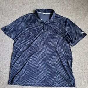Adidas Polo Shirt Mens XL Navy Blue Chevron Zig‎ Zag Performance Golf Athletic
